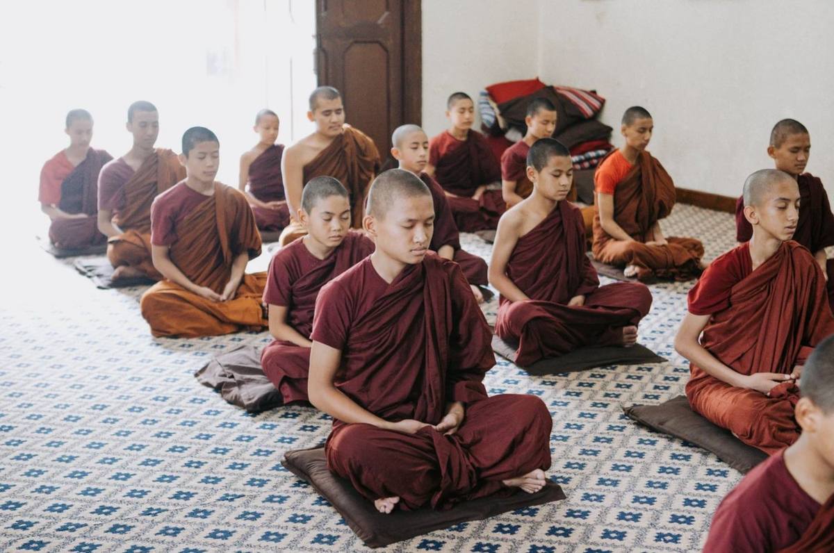 Young monks in seated meditation