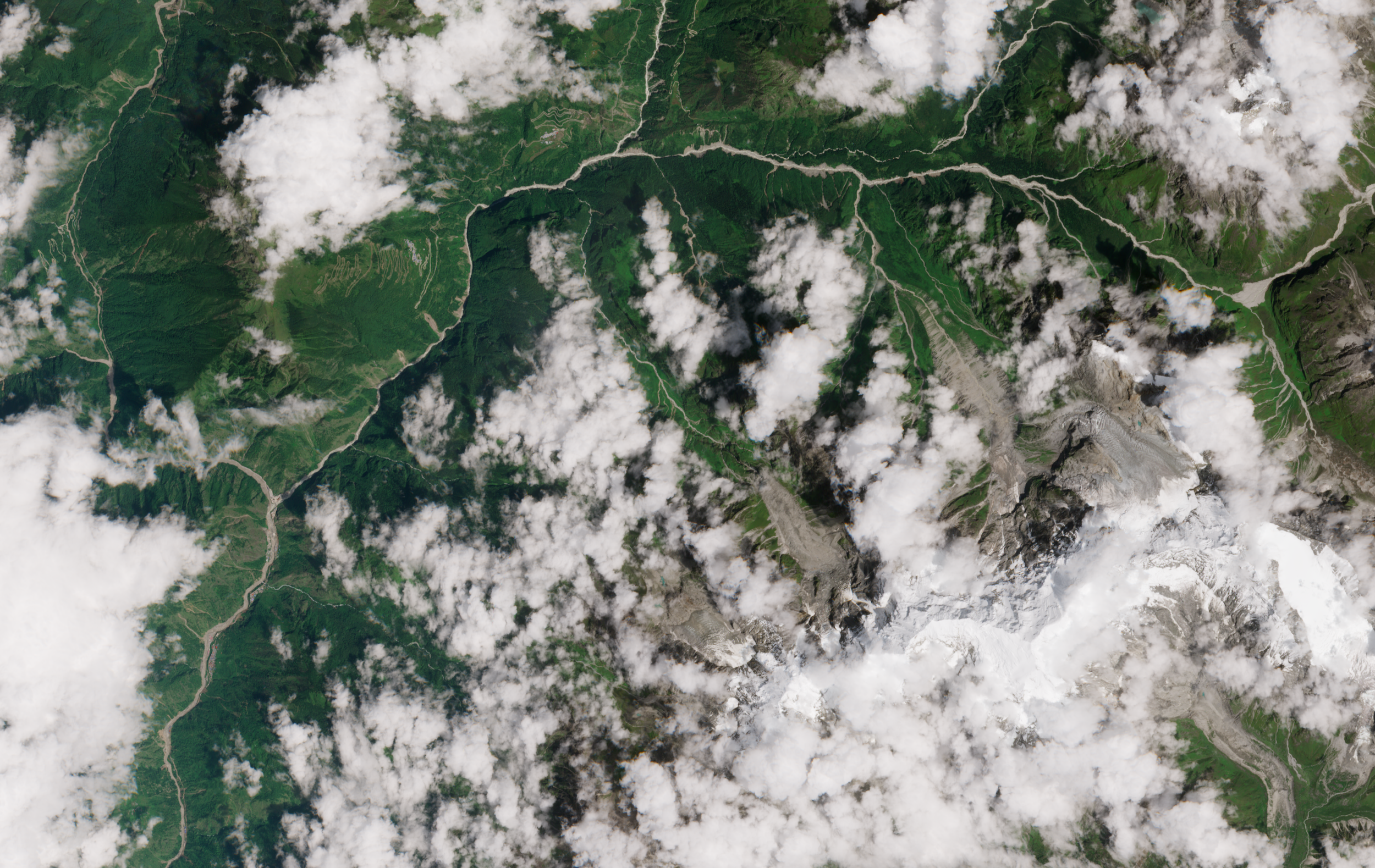 Copernicus Sentinel satellite image of the Nepal flood corridor before the disaster
